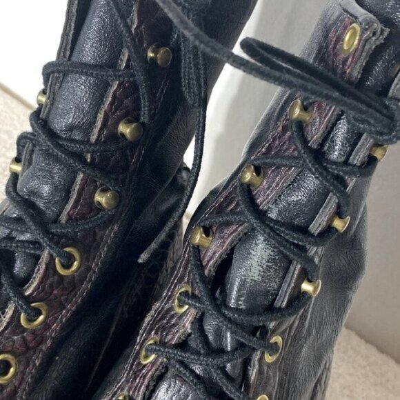 Vintage Justin Boots Pebbled Brown Burgundy Leather Packer Boots 7 - Picture 14 of 15